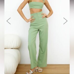 Hello Molly Old Rules Green Wide Leg Pant High Waist